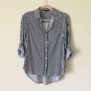 Breezy Casual Striped Button Up